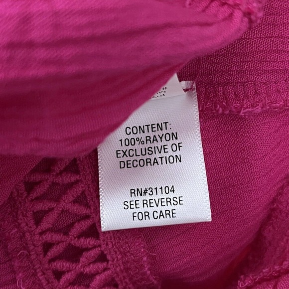 New Directions Shirt Womens XL Pink Crochet Trim Barbiecore Bohemain Peasant - Picture 7 of 8